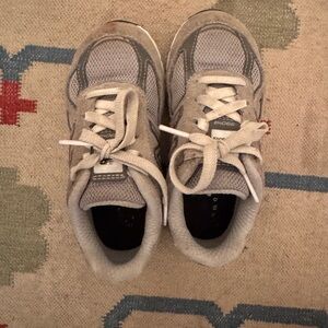 New Balance Kids Light Gray and White Sneakers